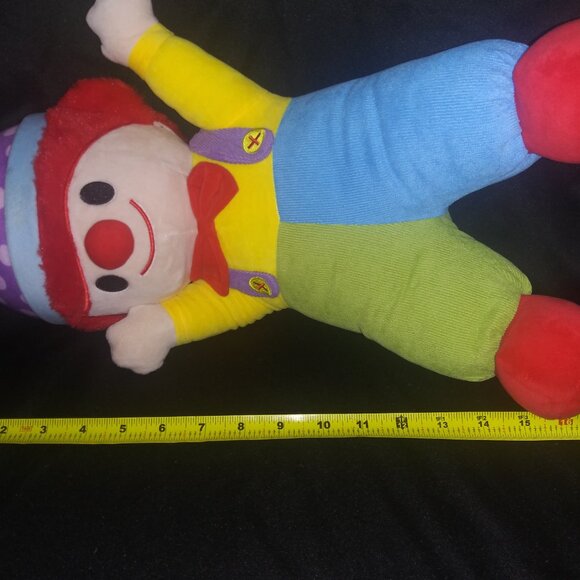 Red Hair Clown Stuffed Plush Corduroy Pants Purple Polka Dot Hat 16 Inch Toy - Picture 5 of 6
